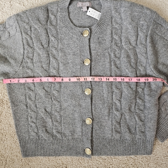 J. Crew Gray Cable Knit Cardigan with Gold Buttons - Picture 6 of 6